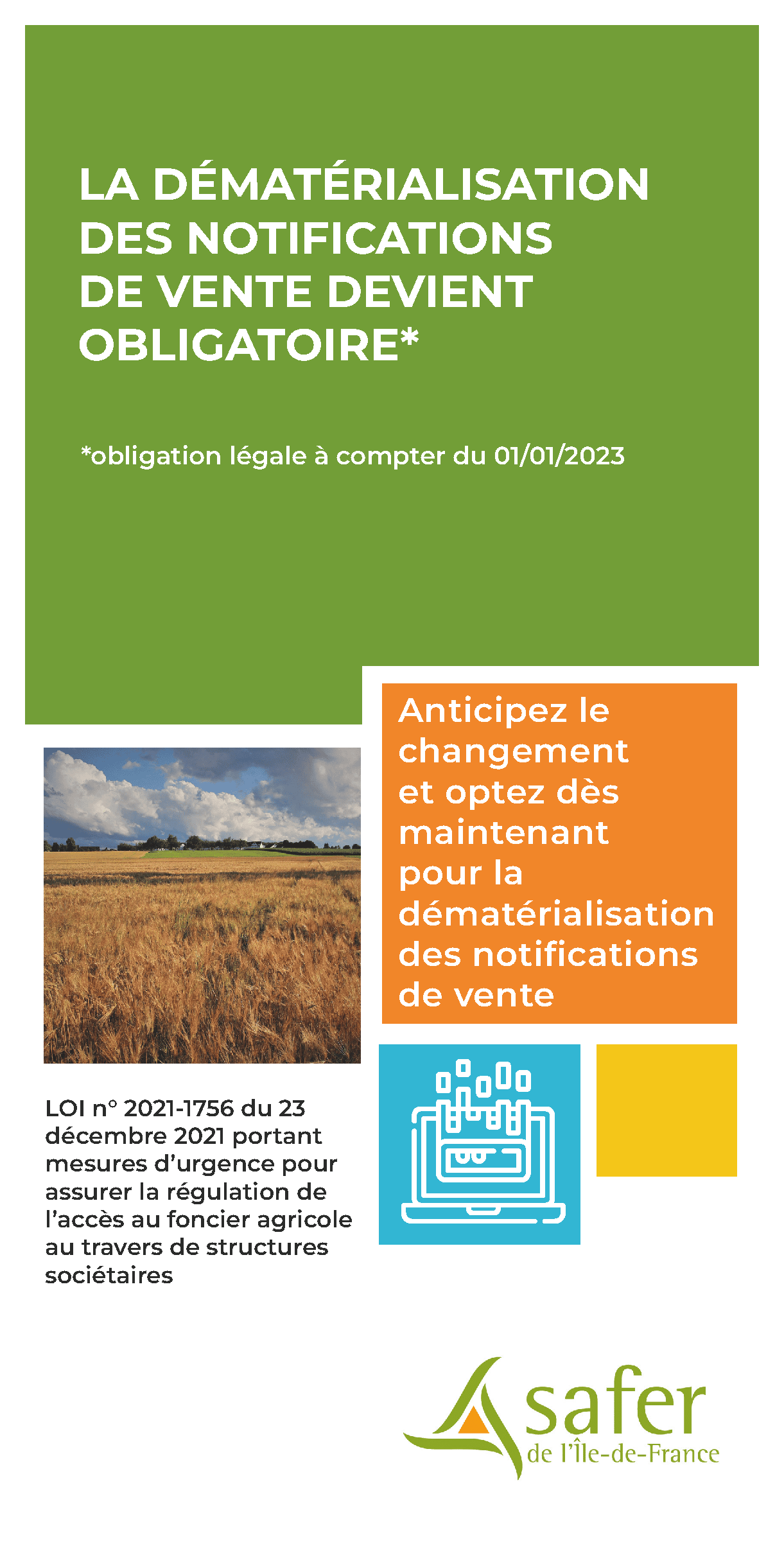 Plaquette Dématérialisation des notifications de vente devient obligatoire